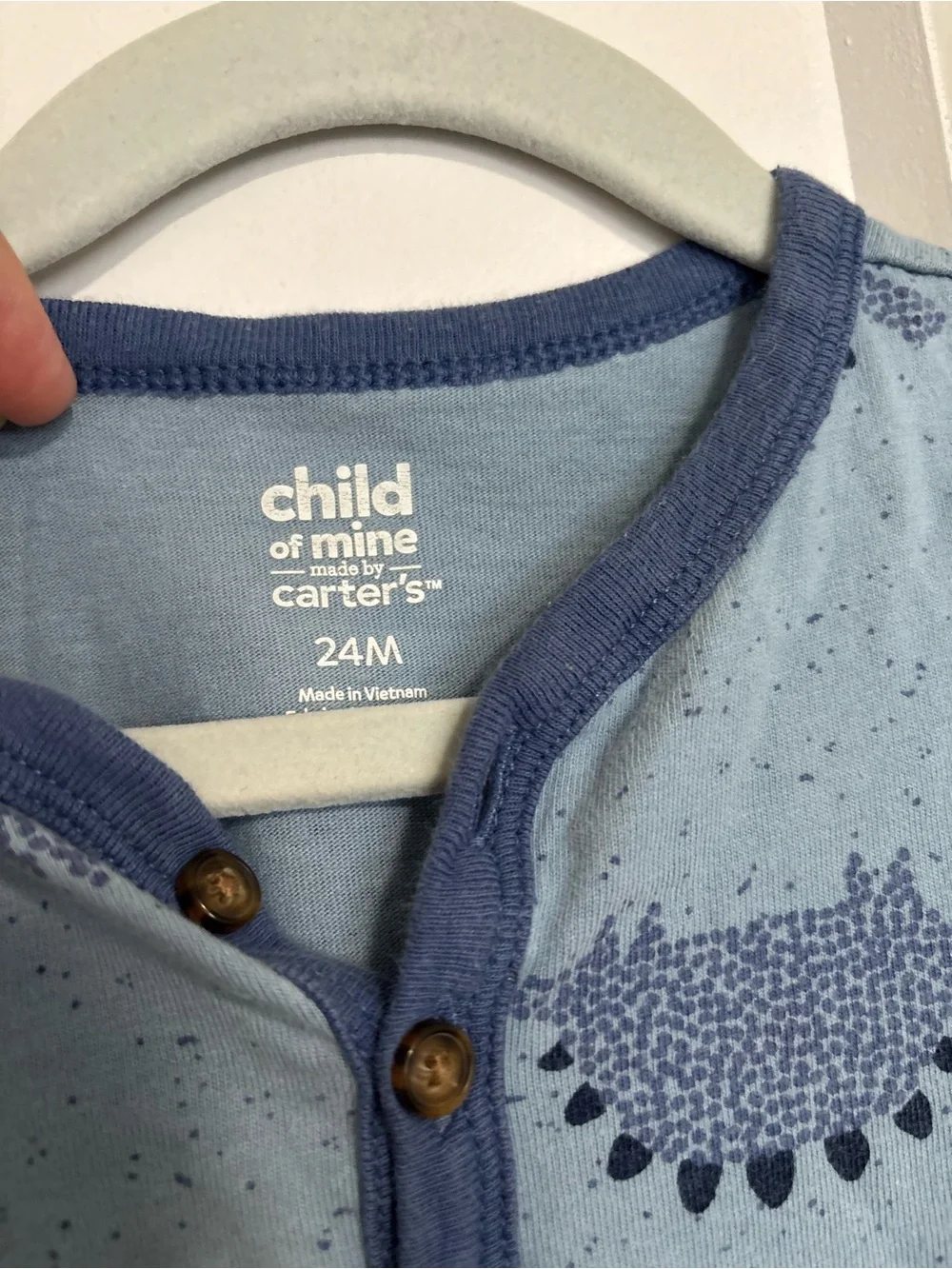 Child of Mine Blue Dinosaur Print One-Piece Romper 24 months baby boy